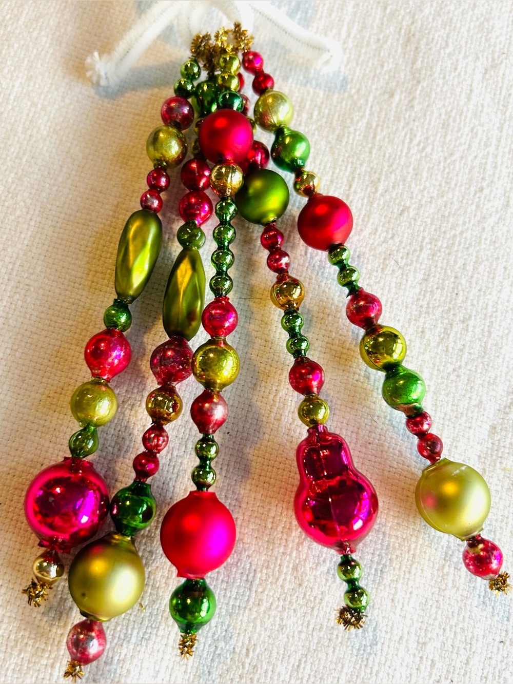 Vintage repurposed mercury glass garland bead icicle holiday Christmas ornaments